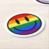 Rainbow Smiley Face Ronde Kartonnen Onderzetter (Gebogen)