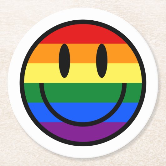 Rainbow Smiley Face Ronde Kartonnen Onderzetter (Voorkant)