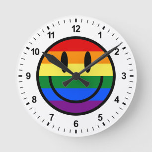 Rainbow Smiley Face Ronde Klok