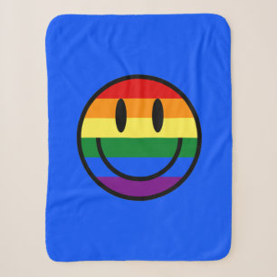 Rainbow Smiley Face Sherpa Deken