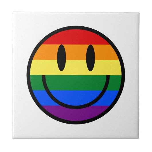 Rainbow Smiley Face Tegeltje (Voorkant)