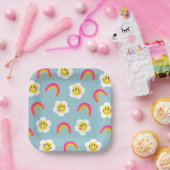 Rainbow Smiley Paper Bord (Feest)