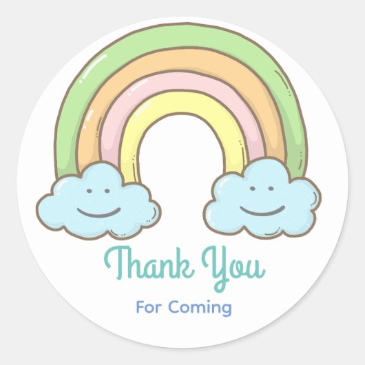 Rainbow Smiling Cloud Hartelijk dank Ronde Sticker (Voorkant)