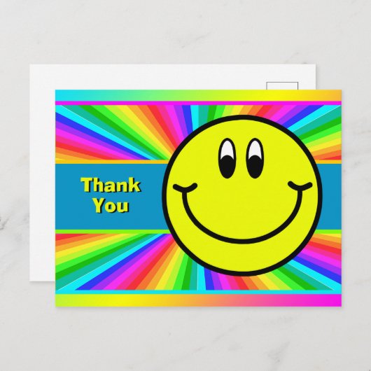 Rainbow Smiling Face Emoji Dank u Briefkaart (Voorkant / Achterkant)
