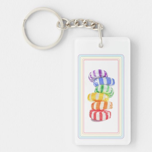 RAINBOW SNOEP Acrylrechthoekige Sleutelhanger (Voorkant)