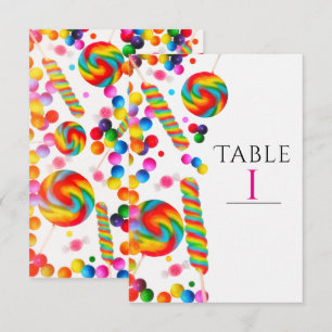 Rainbow Snoep Birthday Party Table Number Card Kaart