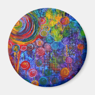 Rainbow Snoep Colorful Swirls Art Design Magneet