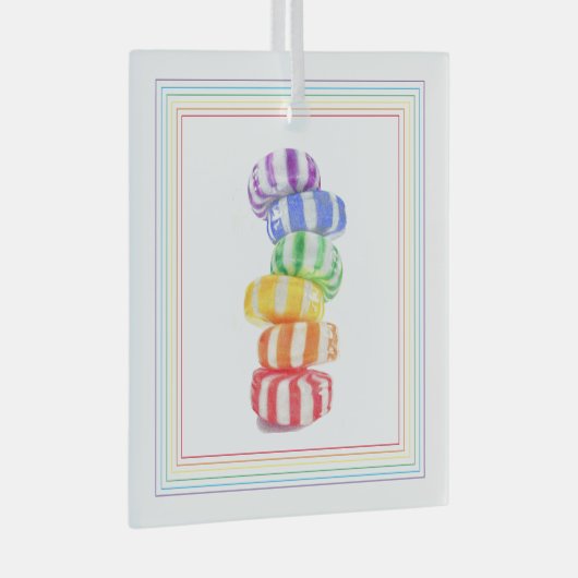 RAINBOW SNOEP Glass Square Ornament (Voorkant Rechts)