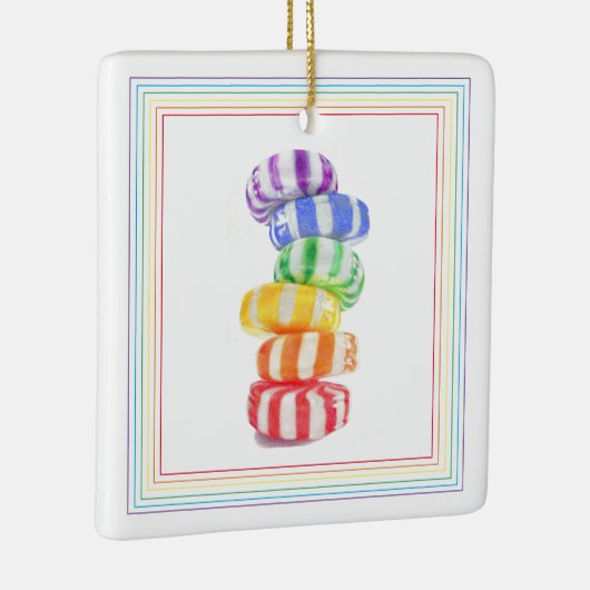 RAINBOW SNOEP keramisch vierkant Ornament (Rechts)