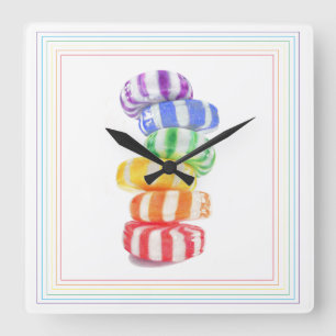 RAINBOW SNOEP Square Wall klok