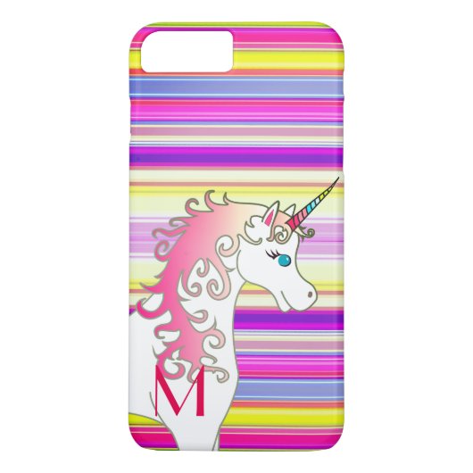 Rainbow Snoep Striped Personalized Unicorn Case-Mate iPhone Case (Achterkant)
