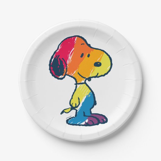 Rainbow Snoopy Papieren Bordje (Voorkant)