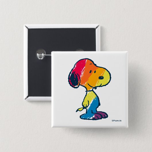 Rainbow Snoopy Vierkante Button 5,1 Cm (Voorkant /achterkant)