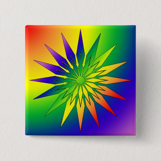 Rainbow Snowflake 41 Vierkante Button 5,1 Cm (Voorkant)