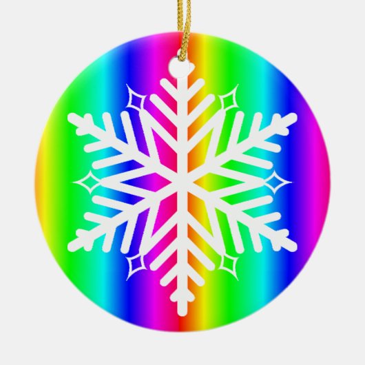 Rainbow Snowflake Kerstmis LGBTQ Keramisch Ornament (Voorkant)