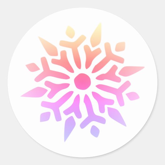Rainbow Snowflake Ronde Sticker (Voorkant)