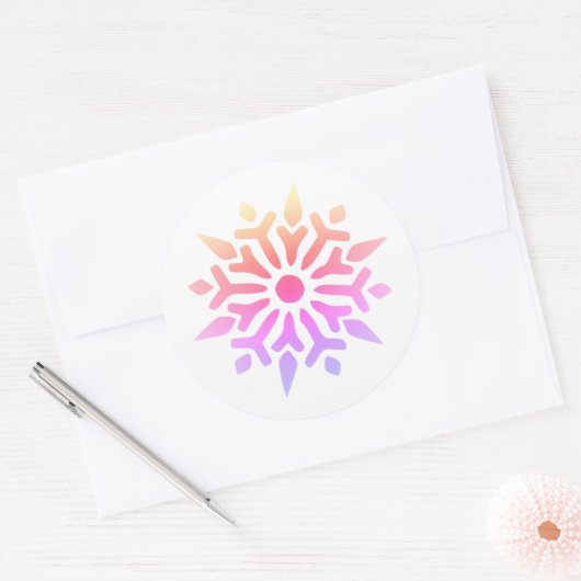 Rainbow Snowflake Ronde Sticker (Envelop)