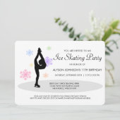 Rainbow Snowflakes Ice Skating Party Invitation Kaart (Staand voorkant)