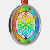 Rainbow Snowflakes kerst-LGBTQ Metalen Ornament (Rechts)