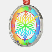 Rainbow Snowflakes kerst-LGBTQ Metalen Ornament (Links)