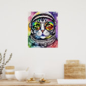 Rainbow Space Cat Astronaut Poster (Keuken)