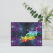 Rainbow Space Kitty Cat in Galaxy Briefkaart (Staand voorkant)