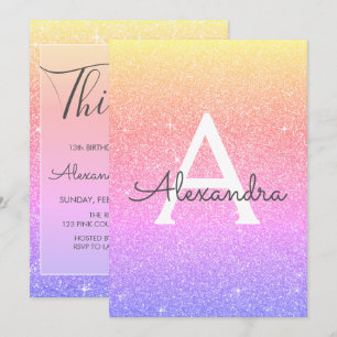Rainbow Sparkle Glitter 13e dertien verjaardag Kaart