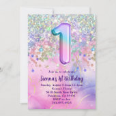 Rainbow Sparkle Glitter 1e verjaardagsfeestje Kaart (Voorkant)