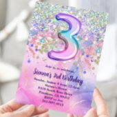 Rainbow Sparkle Glitter 3e verjaardagsfeestje Kaart