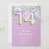 Rainbow Sparkle Glitter Girl 14e verjaardag Kaart (Voorkant)