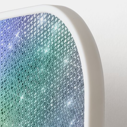 Rainbow Sparkle Glitter Girly Glam Personaliseert Pickleball Paddle (Links Detail)