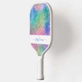 Rainbow Sparkle Glitter Girly Glam Personaliseert Pickleball Paddle (Links)