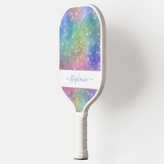 Rainbow Sparkle Glitter Girly Glam Personaliseert Pickleball Paddle (Links)