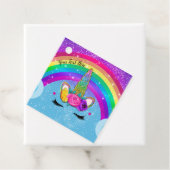 Rainbow Sparkle Glittery Unicorn Horn Face Bedankjes Labels (In situ)