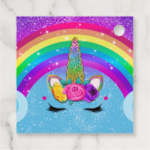 Rainbow Sparkle Glittery Unicorn Horn Face Bedankjes Labels (Achterkant)