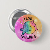 Rainbow Sparkle I Love Narwhals Ronde Button 5,7 Cm (Voorkant /achterkant)