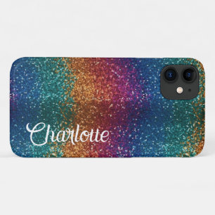Rainbow Sparkle Metallic Elegant gepersonaliseerd iPhone 11 Hoesje
