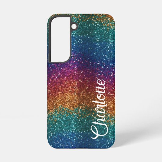 Rainbow Sparkle Metallic Elegant gepersonaliseerd Samsung Galaxy Hoesje (Achterkant)
