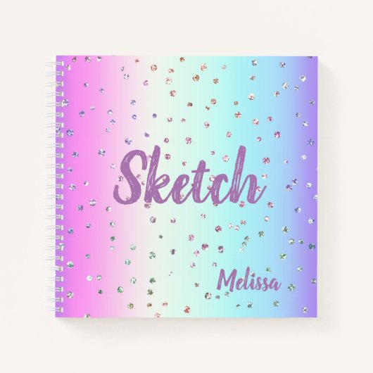 Rainbow Sparkle Monogram Sketchbook Notitieboek (Voorkant)