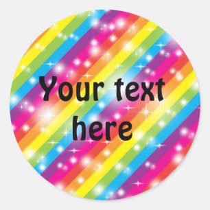 Rainbow Sparkle Stripes Glitter Favor Sticker