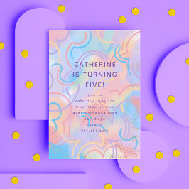 Rainbow Sparkles Folie Uitnodiging