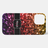 Rainbow sparkles glitter Monogram iPhone Hoesje (Achterkant horizontaal)