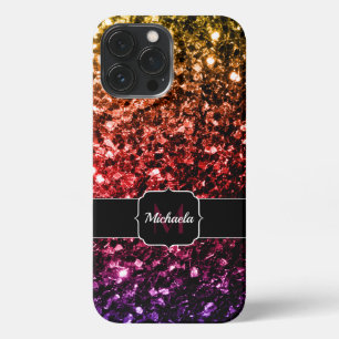 Rainbow sparkles glitter Monogram iPhone 13 Pro Max Hoesje