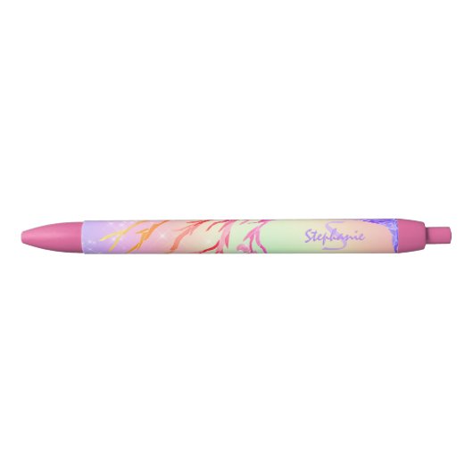 Rainbow Sparkles Monogram Naam Blauwe Inkt Pen (Voorkant)