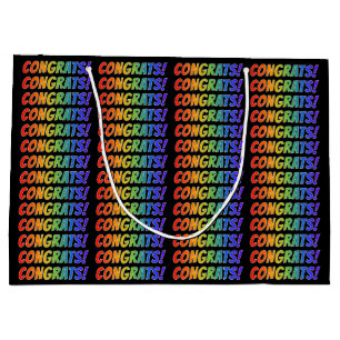 Rainbow Spectrum Gradiënt "CONGRATS!" Groot Cadeauzakje