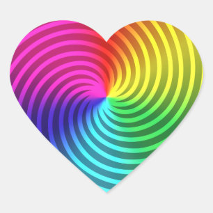 Rainbow Spiral Burst Hart Sticker