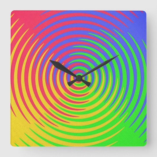 Rainbow Spiral Clock Vierkante Klok (Voorkant)