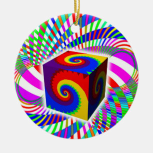 Rainbow Spiral Cube Keramisch Ornament