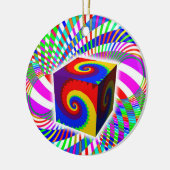Rainbow Spiral Cube Keramisch Ornament (Links)