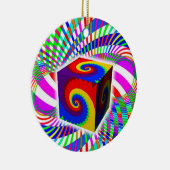 Rainbow Spiral Cube Keramisch Ornament (Rechts)
